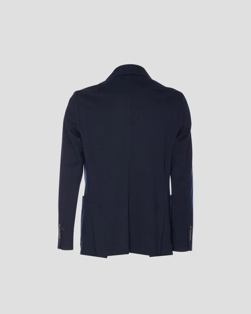 Piquet Double-breasted blazer - Navy