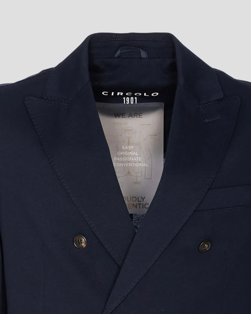 Piquet Double-breasted blazer - Navy