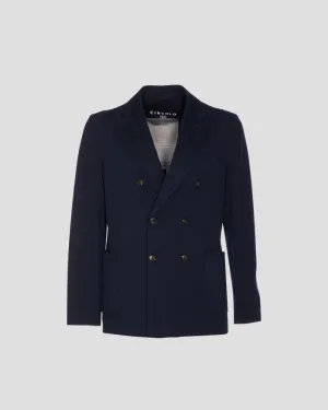 Piquet Double-breasted blazer - Navy