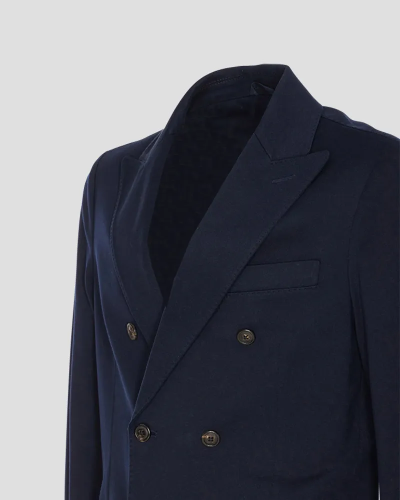 Piquet Double-breasted blazer - Navy