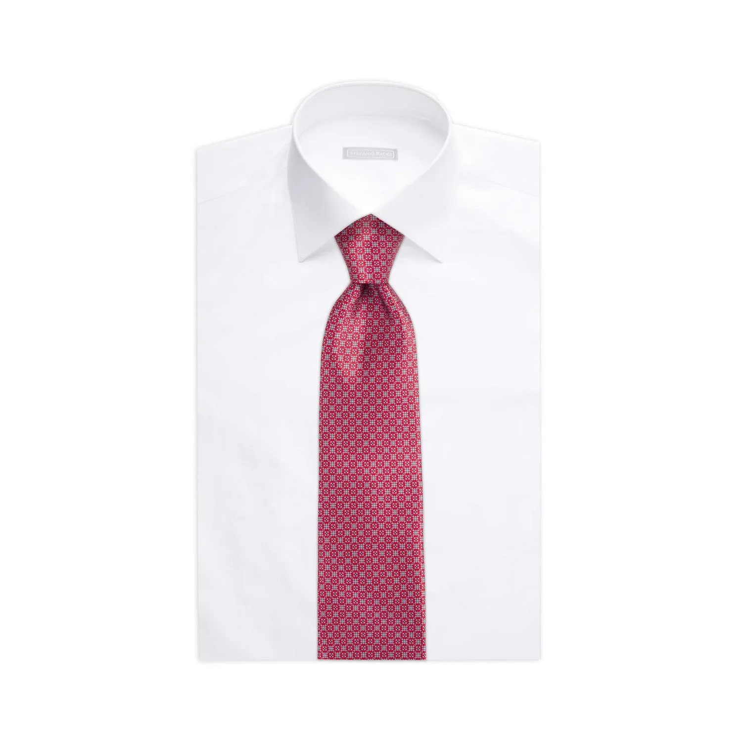 STEFANO RICCI Silk Tie RED/GREY