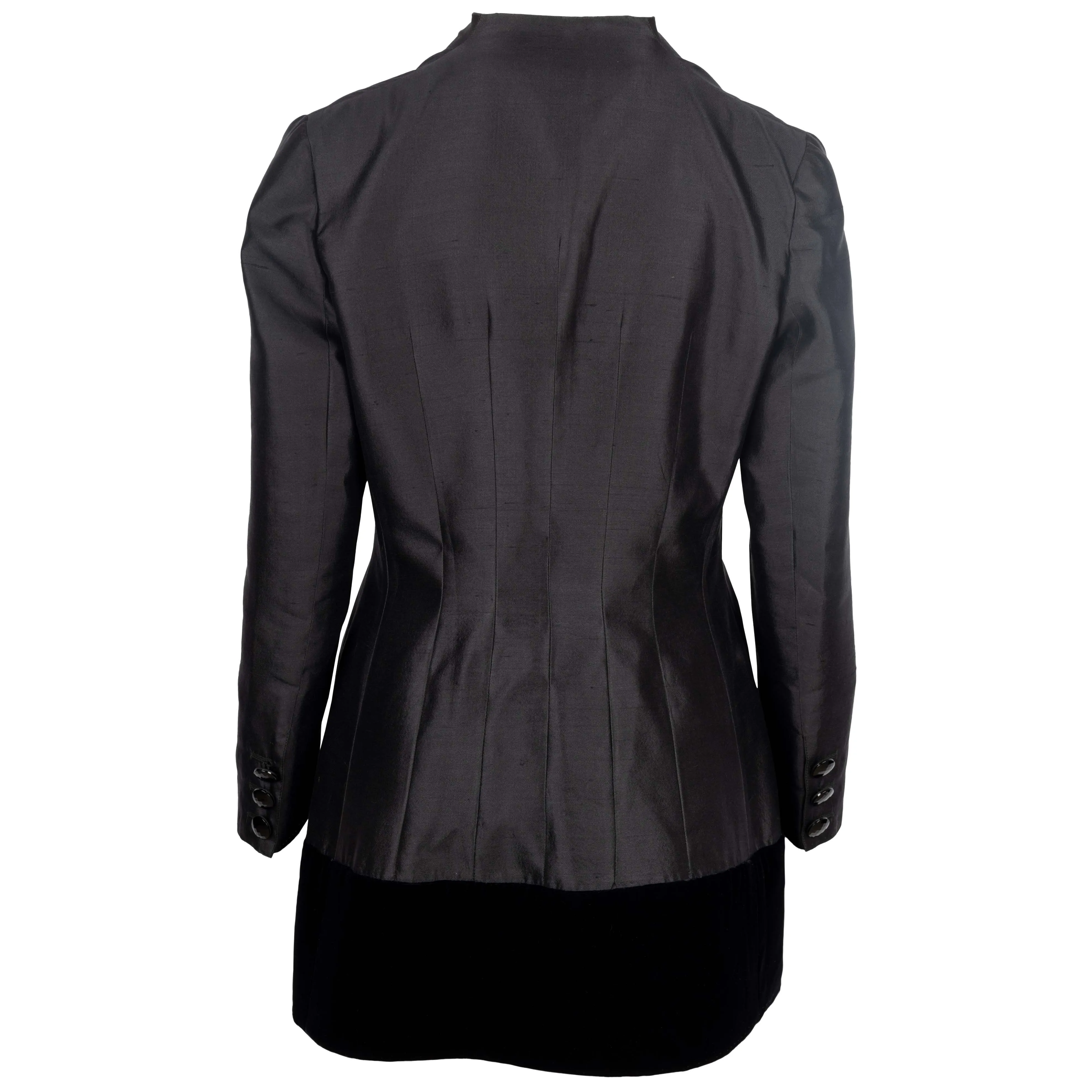 Valentino Silk and Velvet Dress with Pleated Jacket - '80s
