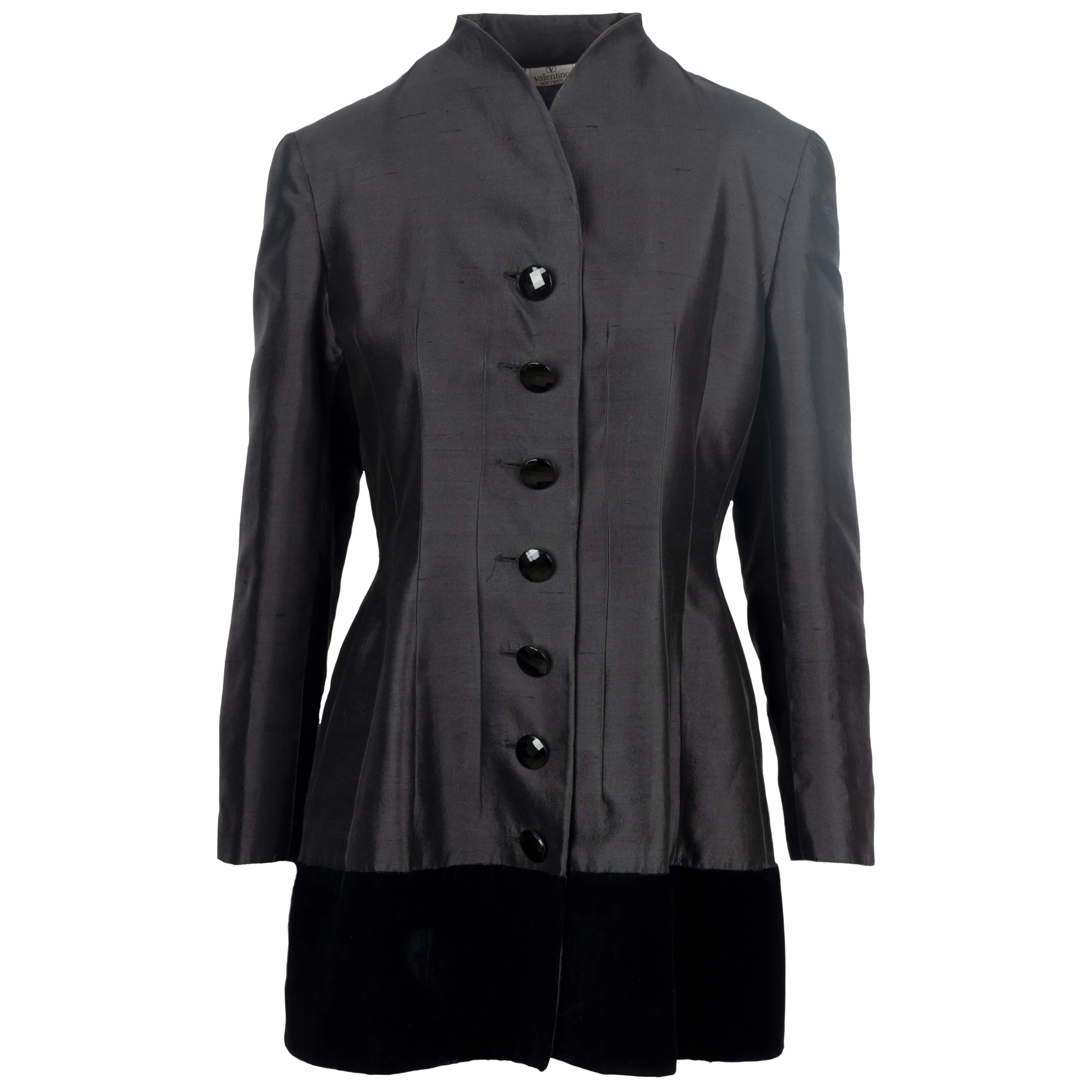 Valentino Silk and Velvet Dress with Pleated Jacket - '80s