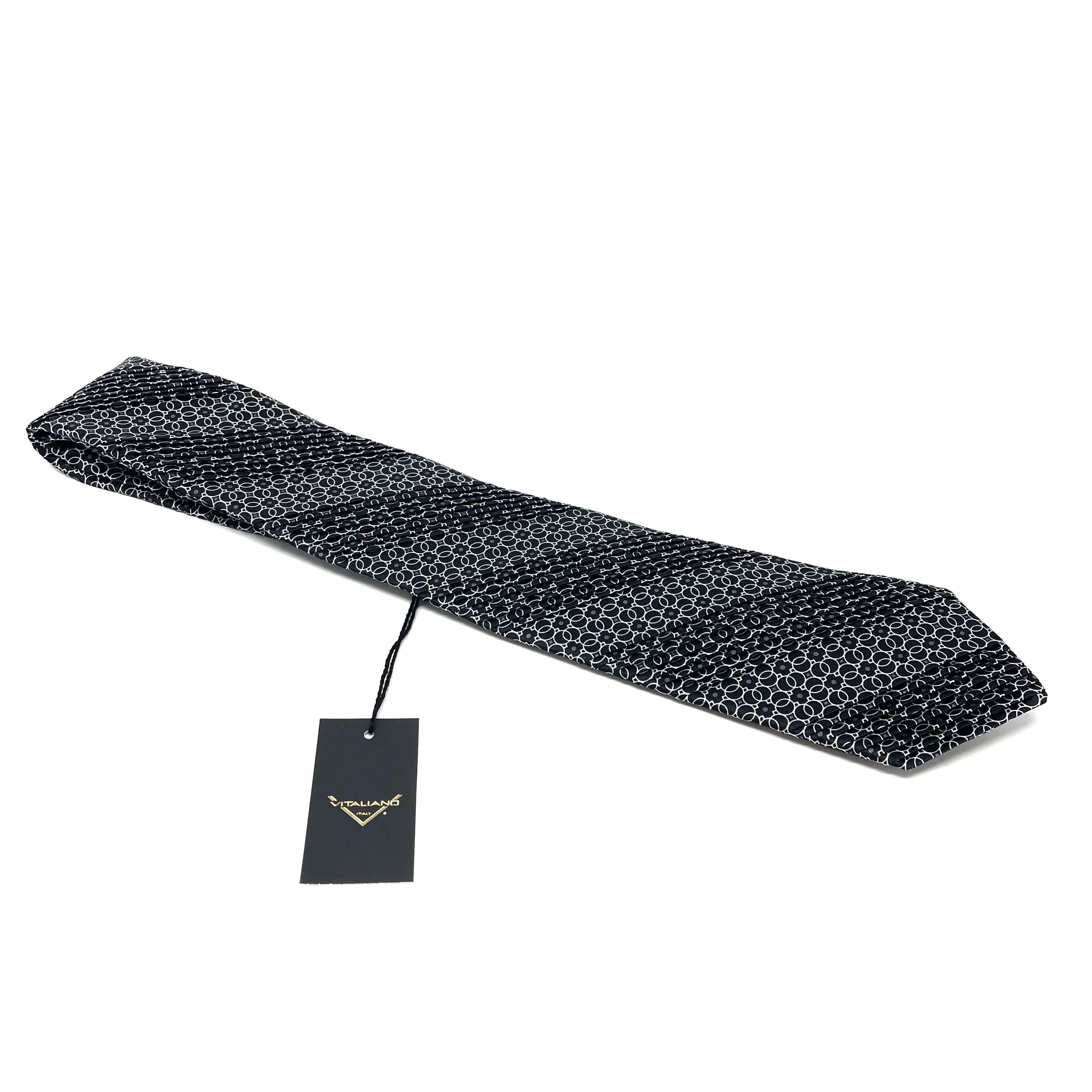 Vitaliano Mens Pleated Silk Tie