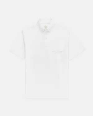 WHITE BUTTON DOWN COLLAR POLO SHIRT - CLASSIC FIT